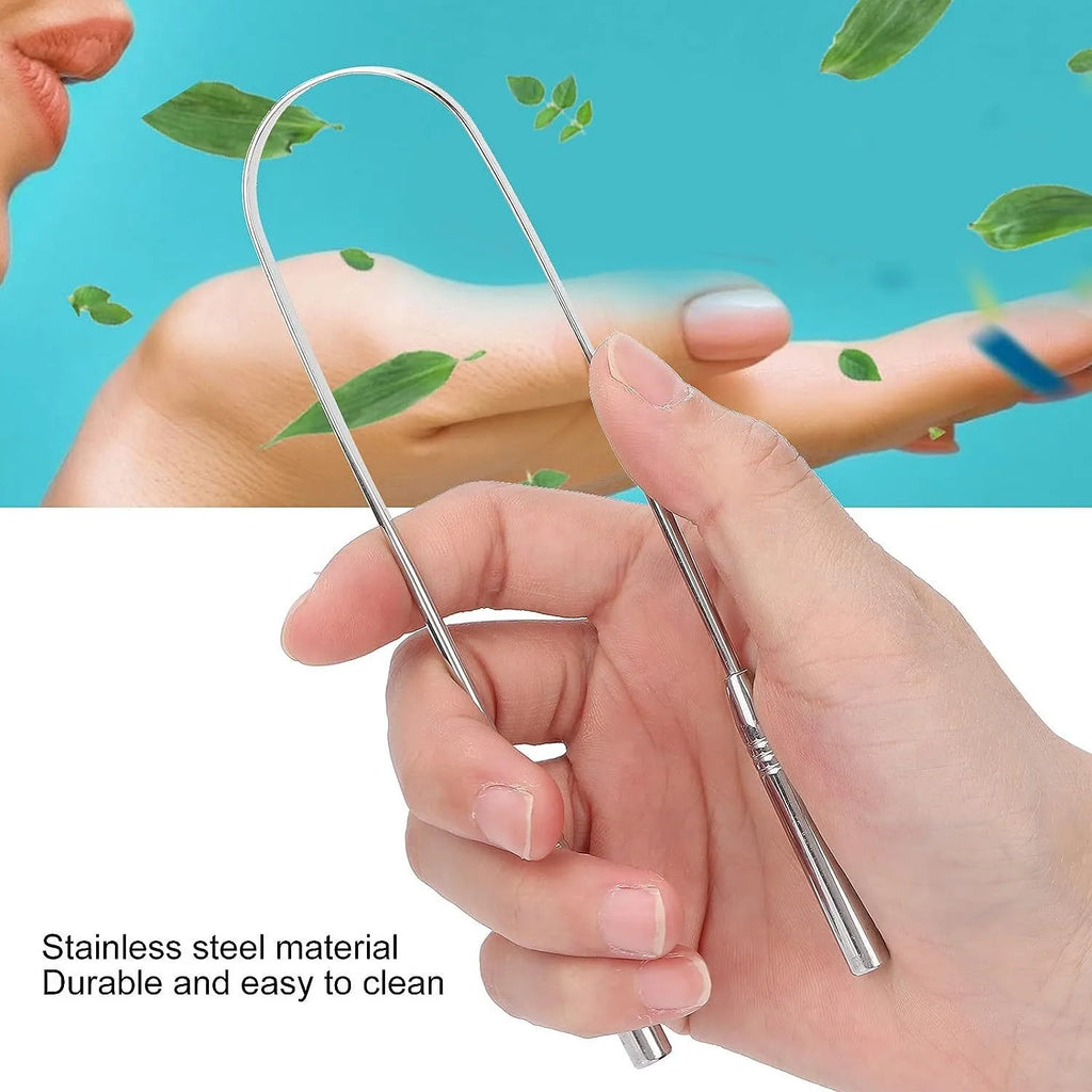 Stainless steel tongue scraper